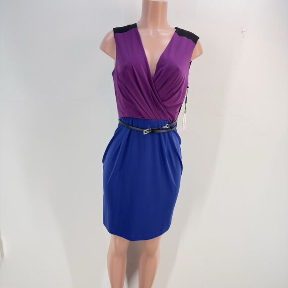 Calvin Klein Dresses & Skirts - NEW CALVIN KLEIN Size 6 Sheath Dress Purple Black Blue Color Block Sleeveless